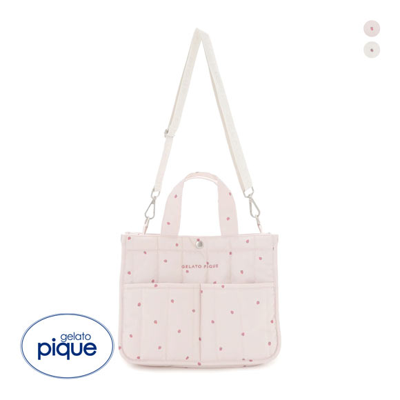 ジェラートピケ CAT&DOG 販路限定商品 ストロベリーキルティングお散歩バッグM gelato pique