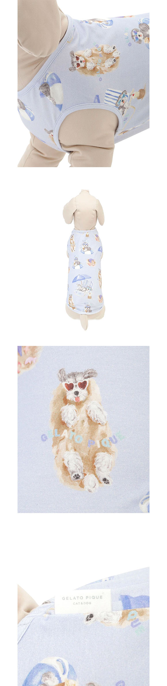 ジェラートピケ CAT&DOG 接触冷感 ビーチ シュナウザー柄Coolingプルオーバー ジェラピケ gelato pique
