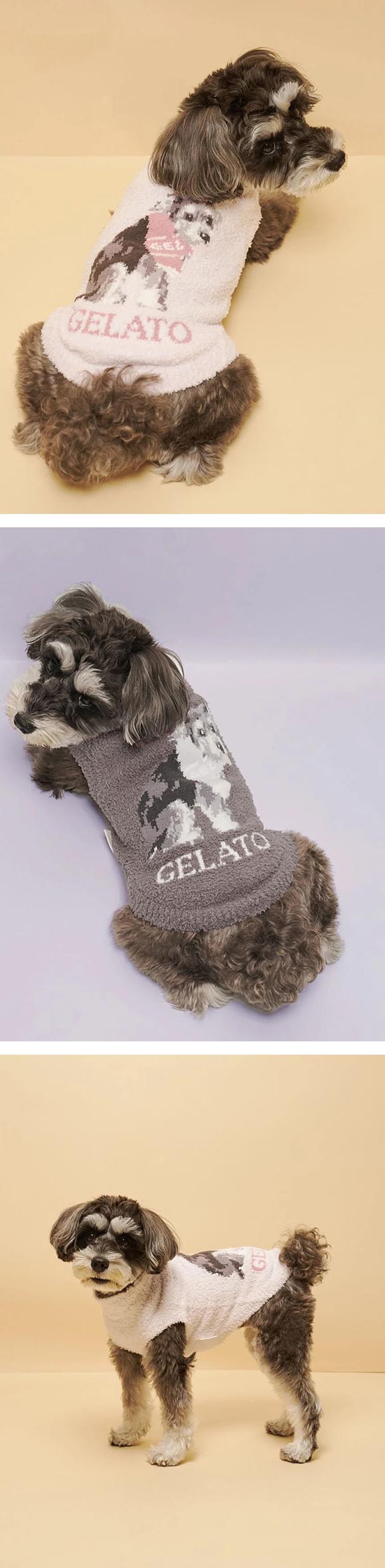 ジェラートピケ CAT&DOG ベビモコシュナウザー柄プルオーバー ジェラピケ gelato pique
