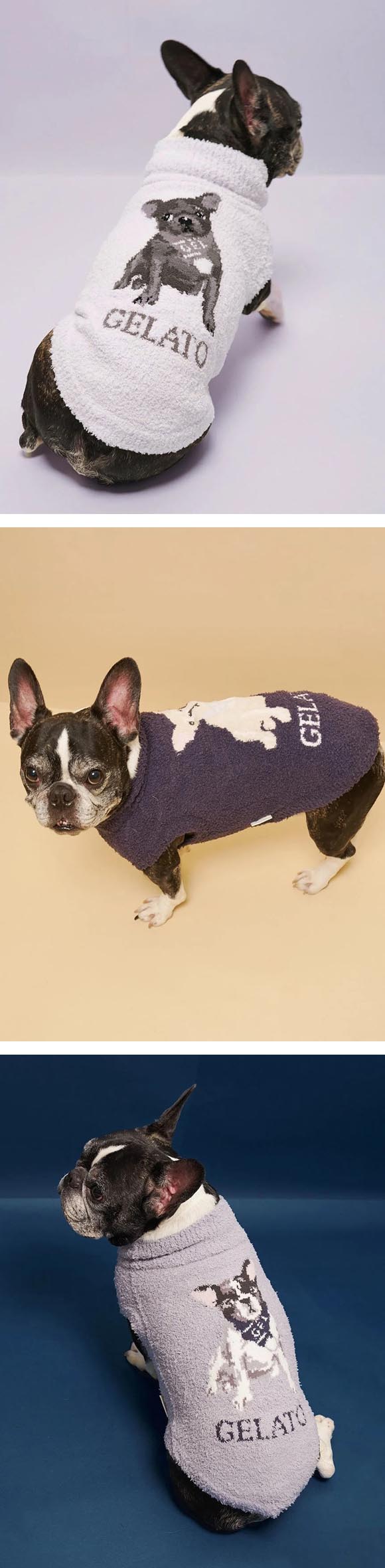 ジェラートピケ CAT&DOG ベビモコフレンチブルドッグ柄プルオーバー ジェラピケ gelato pique