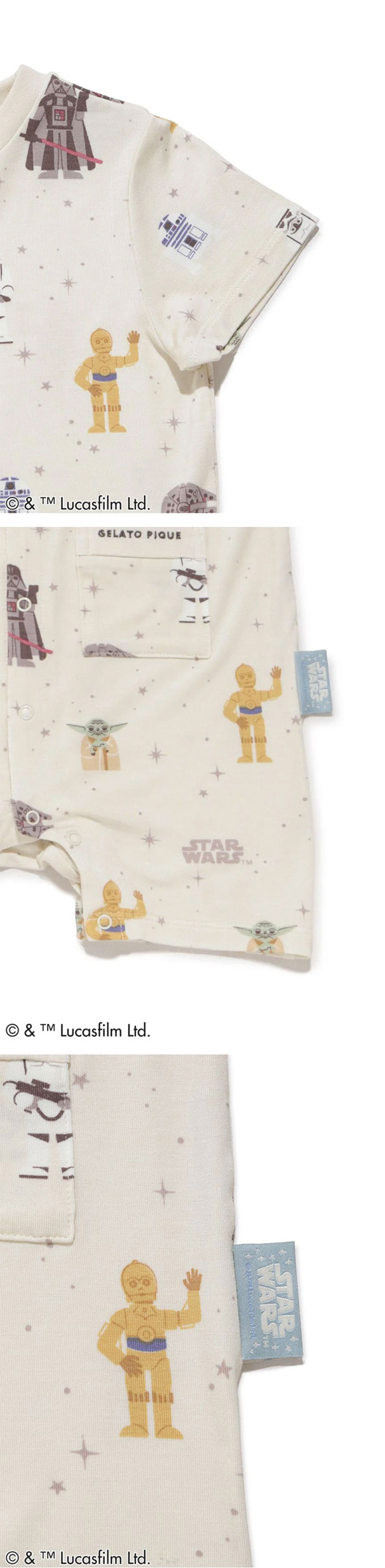 ジェラートピケ STAR WARS キッズアンドベイビー ベビー 総柄半袖ロンパース ジェラピケ スターウォーズ gelato pique Kids＆Baby BABY