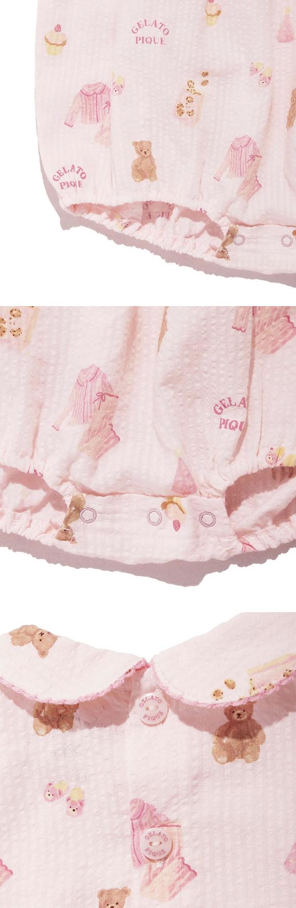 ジェラートピケ キッズアンドベイビー ベビー パジャマパーティー柄シャーリングロンパース ジェラピケ gelato pique Kids＆Baby BABY