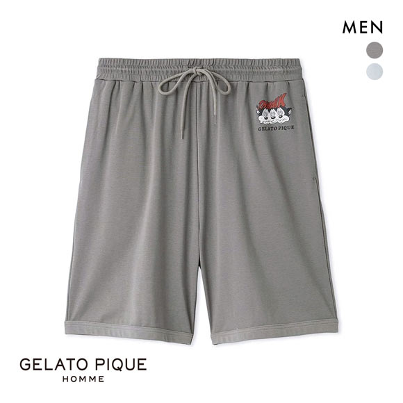 ジェラートピケ オム メンズ KOUSUKE SHIMIZU ワンポイントハーフパンツ ジェラピケ パジャマ ルームウェア gelato pique HOMME
