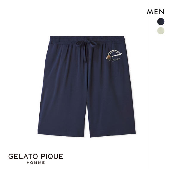 ジェラートピケ オム メンズ レーヨンカプチーノベアワンポイントハーフパンツ ジェラピケ パジャマ ルームウェア gelato pique HOMME