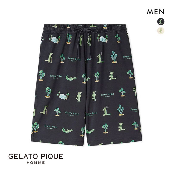 ジェラートピケ オム メンズ 接触冷感 ワニ柄プリントハーフパンツ ジェラピケ パジャマ ルームウェア gelato pique HOMME