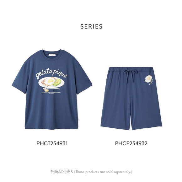 ジェラートピケ オム メンズ 接触冷感 サニーサイドエッグワンポイントハーフパンツ ジェラピケ パジャマ ルームウェア gelato pique HOMME