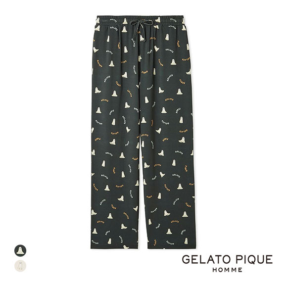 ジェラートピケ オム メンズ TRICK GHOST柄 ロングパンツ ジェラピケ パジャマ ルームウェア gelato pique HOMME