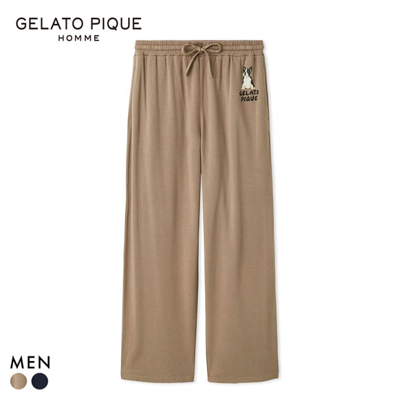 ジェラートピケ オム メンズ DOGワンポイントプリントロングパンツ ジェラピケ パジャマ ルームウェア gelato pique HOMME