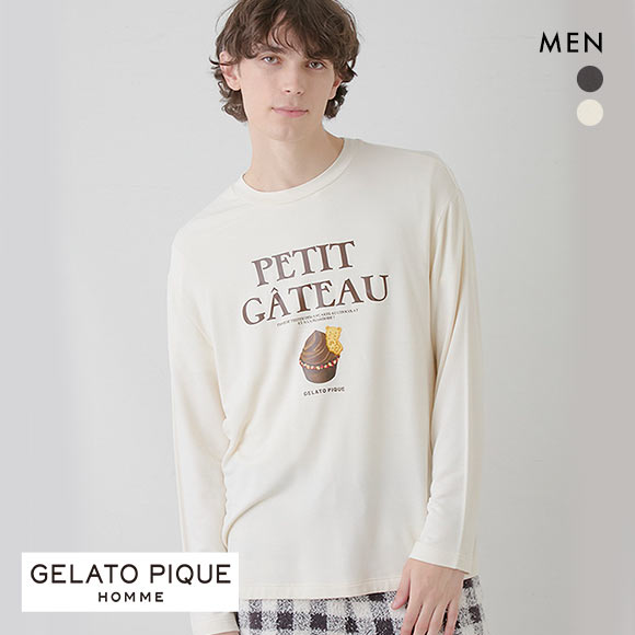 ジェラートピケ オム メンズ ショコラカップケーキワンポイントロンT ジェラピケ パジャマ ルームウェア Chocolat＆Framboise GELATO PIQUE HOMME
