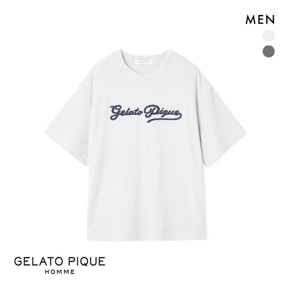 ジェラートピケ オム メンズ パイルロゴ刺繍Tシャツ ジェラピケ パジャマ ルームウェア GELATO PIQUE HOMME