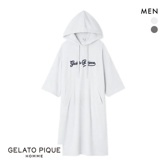 ジェラートピケ オム メンズ パイルロゴ刺繍ポンチョ ジェラピケ パジャマ ルームウェア GELATO PIQUE HOMME