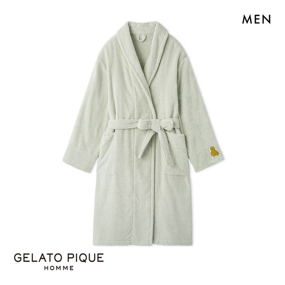 ジェラートピケ オム メンズ ベアワンポイントパイルガウン ジェラピケ パジャマ ルームウェア gelato pique HOMME
