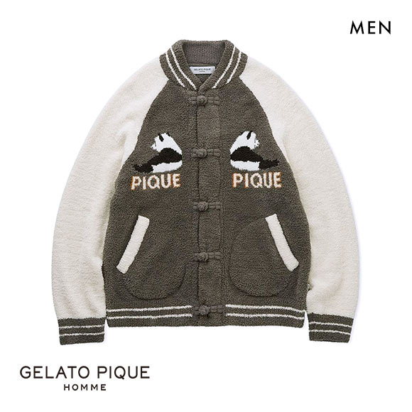 ジェラートピケ オム メンズ パウダーパンダジャガードブルゾン ジェラピケ パジャマ ルームウェア gelato pique HOMME