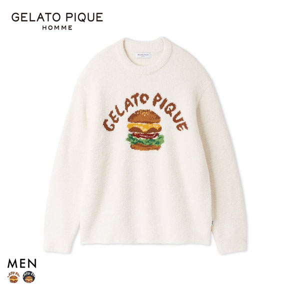 ジェラートピケ オム メンズ ヒラノトシユキ パウダーハンバーガージャガードプルオーバー ジェラピケ gelato pique HOMME