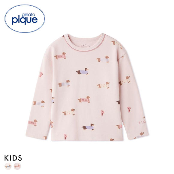 ジェラートピケ キッズアンドベイビー キッズ ダックスフンド柄ロンＴ ジェラピケ gelato pique Kids＆Baby KIDS