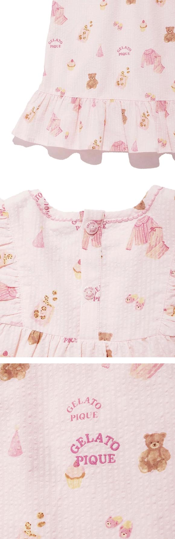 ジェラートピケ キッズアンドベイビー キッズ パジャマパーティー柄シャーリングワンピース ジェラピケ gelato pique Kids＆Baby KIDS