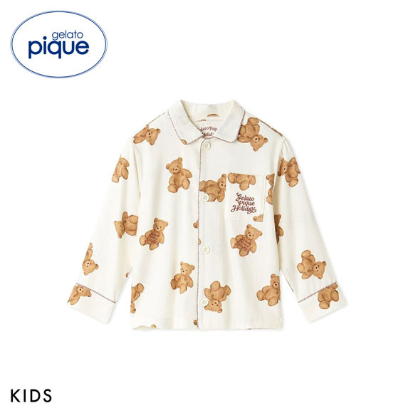 ジェラートピケ キッズアンドベイビー キッズ HOLIDAY KIDS ベア柄ネルシャツ ジェラピケ ルームウェア gelato pique Kids＆Baby