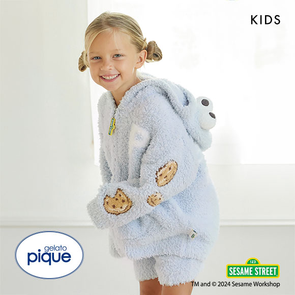 ジェラートピケ キッズアンドベイビー セサミストリート クッキーモンスター パーカ&ショートパンツセット ジェラピケ gelato pique Kids＆Baby