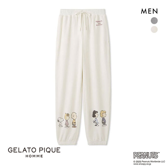 ジェラートピケ オム メンズ ピーナッツ 裏毛ロングパンツ ジェラピケ パジャマ ルームウェア PEANUTS gelato pique HOMME