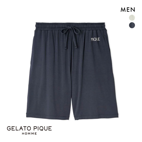 ジェラートピケ オム メンズ 接触冷感 カラーレーヨンロゴハーフパンツ ジェラピケ パジャマ ルームウェア gelato pique HOMME