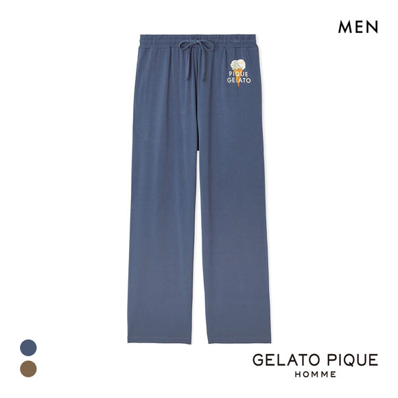 ジェラートピケ オム メンズ レーヨンダブルジェラートロゴロングパンツ ジェラピケ パジャマ ルームウェア gelato pique HOMME