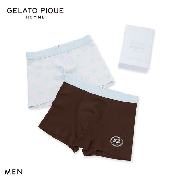 ジェラートピケ オム メンズ Valentine ボックス付きアイスベアボクサーパンツ2枚セット ジェラピケ GELATO PIQUE HOMME バレンタイン