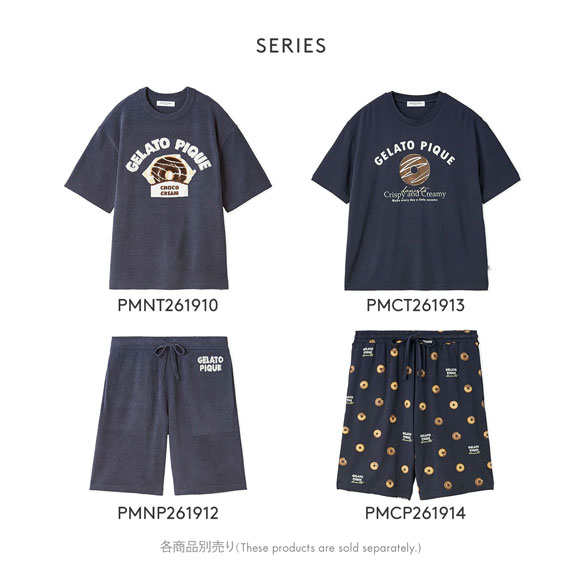 ジェラートピケ オム メンズ ドーナツ総柄ハーフパンツ ジェラピケ パジャマ GELATO PIQUE HOMME