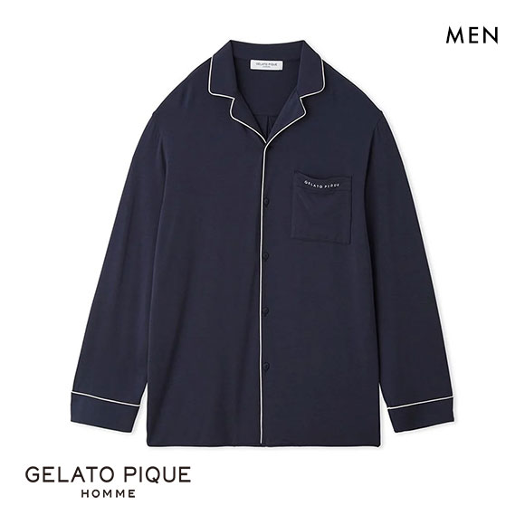 ジェラートピケ オム GELATO PIQUE メンズ 【HOMME】パイピングシャツ ジェラピケ パジャマ ルームウェア