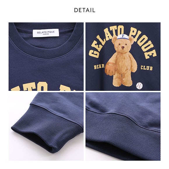 ジェラートピケ オム メンズ スポーティベア裏毛プルオーバー ジェラピケ パジャマ ルームウェア gelato pique HOMME