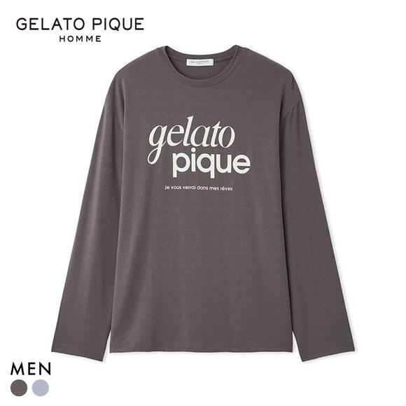 ジェラートピケ オム メンズ ロゴワンポイントプリントロンT ジェラピケ パジャマ ルームウェア gelato pique HOMME