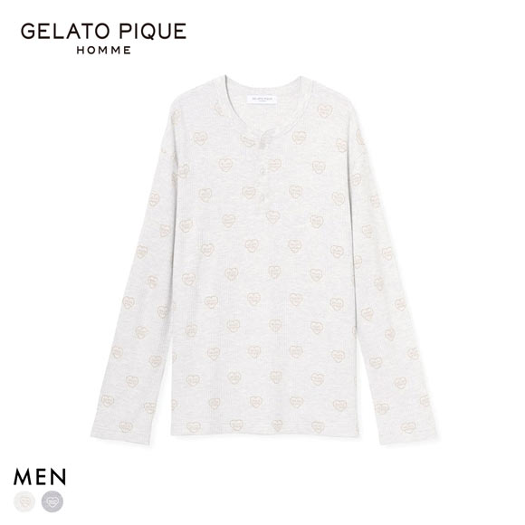 ジェラートピケ オム メンズ ワッフルヘンリーネックロンT ジェラピケ パジャマ ルームウェア gelato pique HOMME