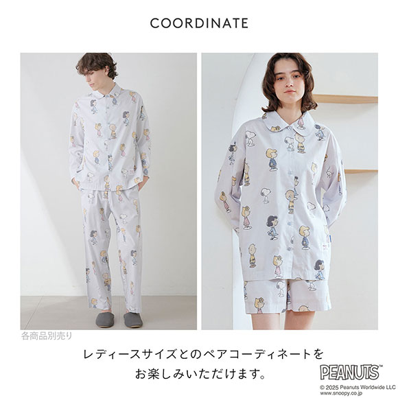 ジェラートピケ オム メンズ ピーナッツ 総柄シャツ ジェラピケ パジャマ ルームウェア PEANUTS gelato pique HOMME