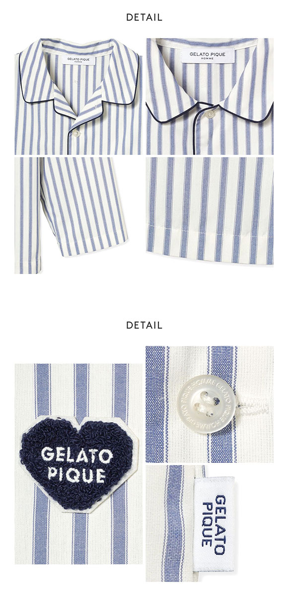 ジェラートピケ オム メンズ ブロードストライプシャツ ジェラピケ パジャマ ルームウェア gelato pique HOMME