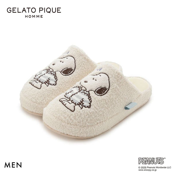 ジェラートピケ オム メンズ PEANUTS オリジナルアートルームシューズ ジェラピケ パジャマ ルームウェア gelato pique スヌーピー HOMME