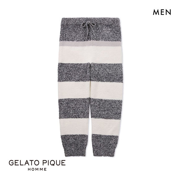 ジェラートピケ オム メンズ パウダーメランジボーダーロングパンツ ジェラピケ パジャマ ルームウェア gelato pique HOMME