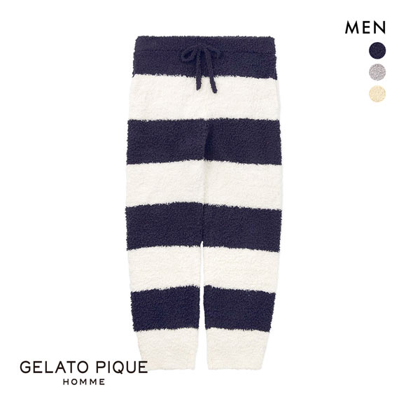 ジェラートピケ オム メンズ ジェラート2ボーダーロングパンツ ジェラピケ パジャマ ルームウェア gelato pique HOMME
