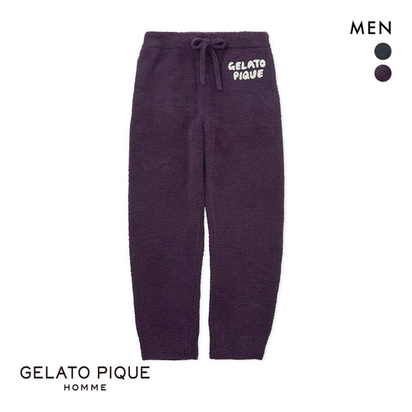 ジェラートピケ オム メンズ ベビモコワンポイントロゴロングパンツ ジェラピケ パジャマ ルームウェア GELATO PIQUE HOMME