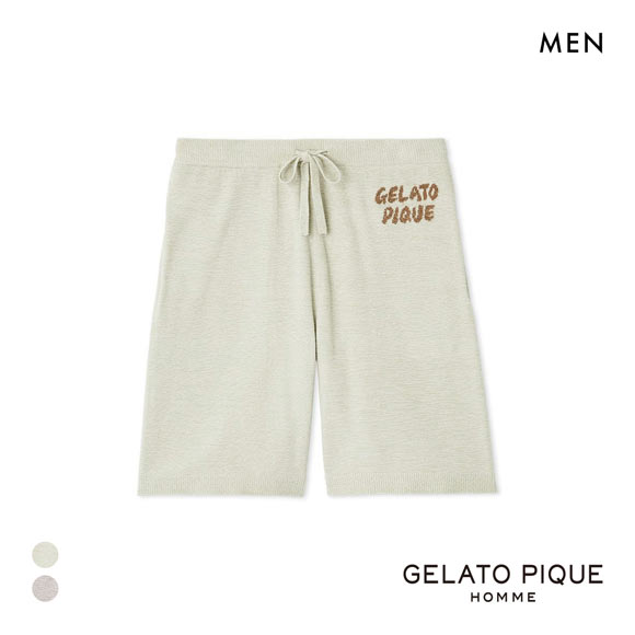 ジェラートピケ オム メンズ ロゴジャガードハーフパンツ ジェラピケ パジャマ ルームウェア GELATO PIQUE HOMME