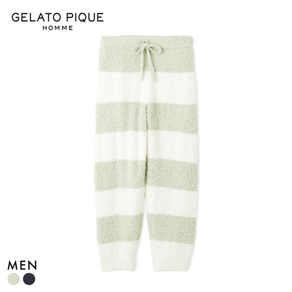 ジェラートピケ オム メンズ ジェラート2ボーダーロングパンツ ジェラピケ パジャマ ルームウェア gelato pique HOMME