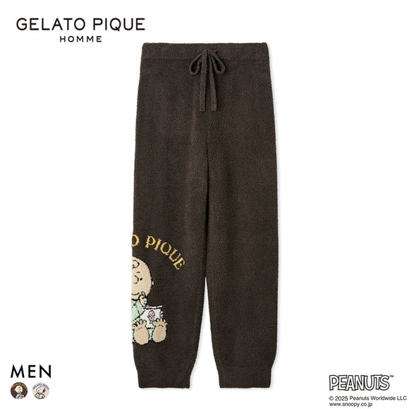 ジェラートピケ オム メンズ PEANUTS オリジナルアートジャガードロングパンツ ジェラピケ gelato pique スヌーピー HOMME