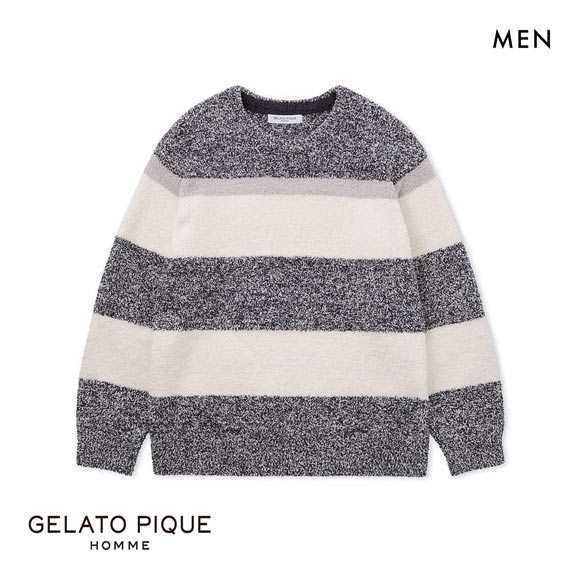 ジェラートピケ オム メンズ パウダーメランジボーダープルオーバー ジェラピケ パジャマ ルームウェア gelato pique HOMME