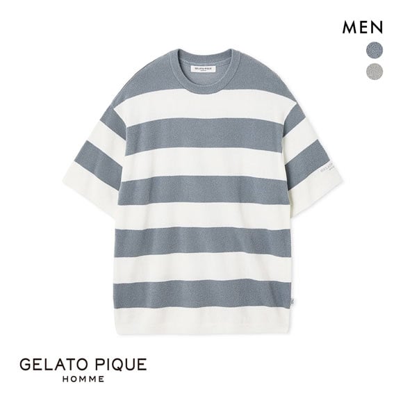 ジェラートピケ オム メンズ スムーズィーlite2ボーダープルオーバー ジェラピケ パジャマ ルームウェア gelato pique HOMME