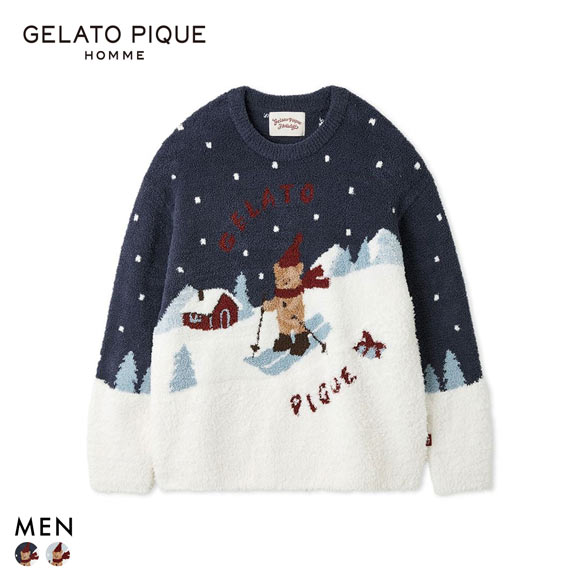 ジェラートピケ オム メンズ HOLIDAY ジェラートスキーベアジャガードプルオーバー ジェラピケ パジャマ ルームウェア gelato pique HOMME