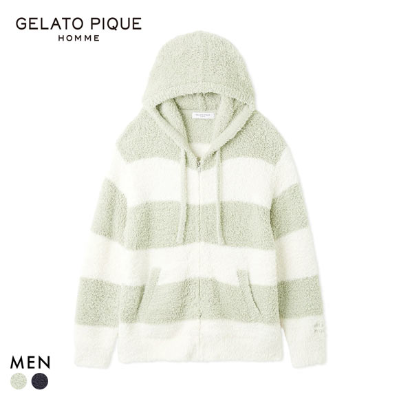ジェラートピケ オム メンズ ジェラート2ボーダーパーカ ジェラピケ パジャマ ルームウェア gelato pique HOMME
