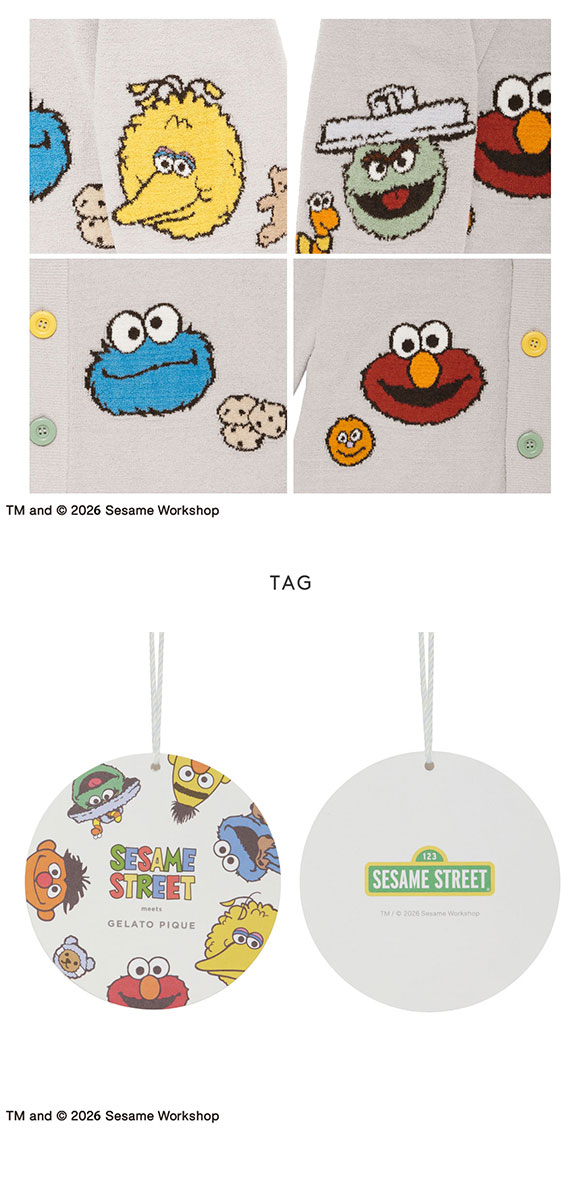 ジェラートピケ オム メンズ SESAME STREET エアリーモコアップリケカーディガン ジェラピケ セサミストリート ルームウェア GELATO PIQUE HOMME