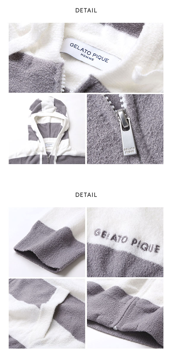 ジェラートピケ オム メンズ スムーズィー2ボーダーパーカ ジェラピケ パジャマ ルームウェア gelato pique HOMME