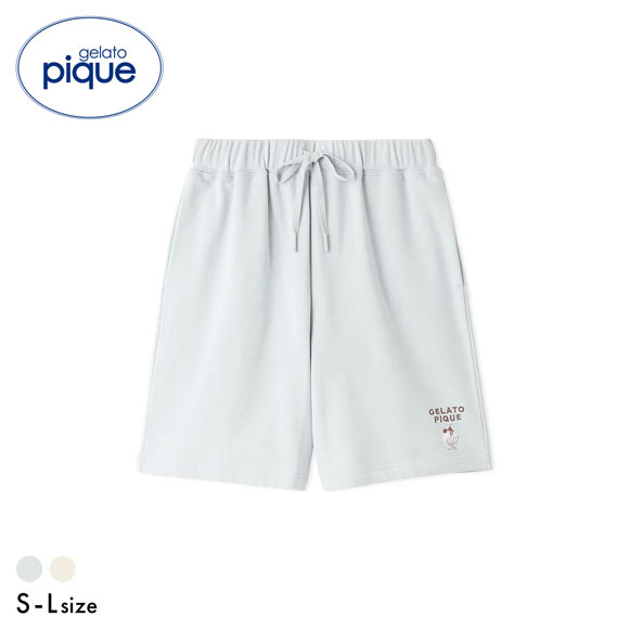 ジェラートピケ ユニセックス 裏毛ワンポイント刺繍ハーフパンツ ジェラピケ パジャマ ルームウェア UNISEX gelato pique