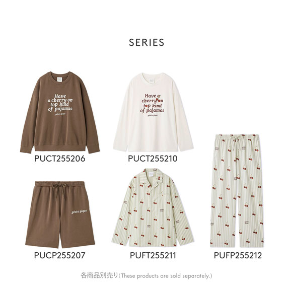 ジェラートピケ ユニセックス チェリー柄シャツ ジェラピケ ルームウェア gelato pique UNISEX