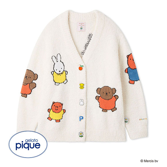 ジェラートピケ gelato pique 【Dick Bruna】【UNISEX】ベビモコ総柄ジャガードカーディガン ジェラピケ パジャマ ルームウェア