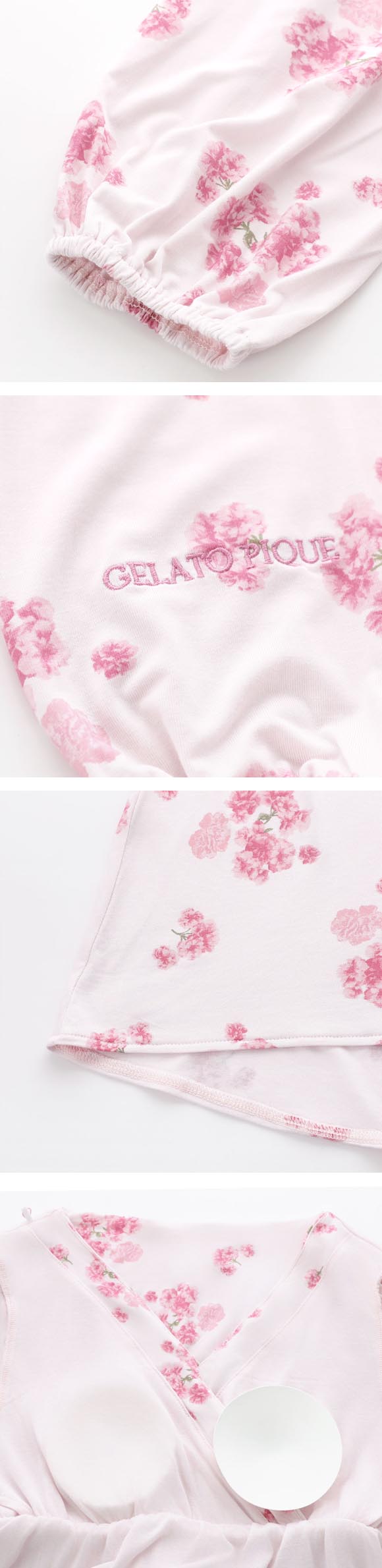 ジェラートピケ レディース さくら柄カップインカシュクールワンピース カップ付き ジェラピケ パジャマ ルームウェア gelato pique